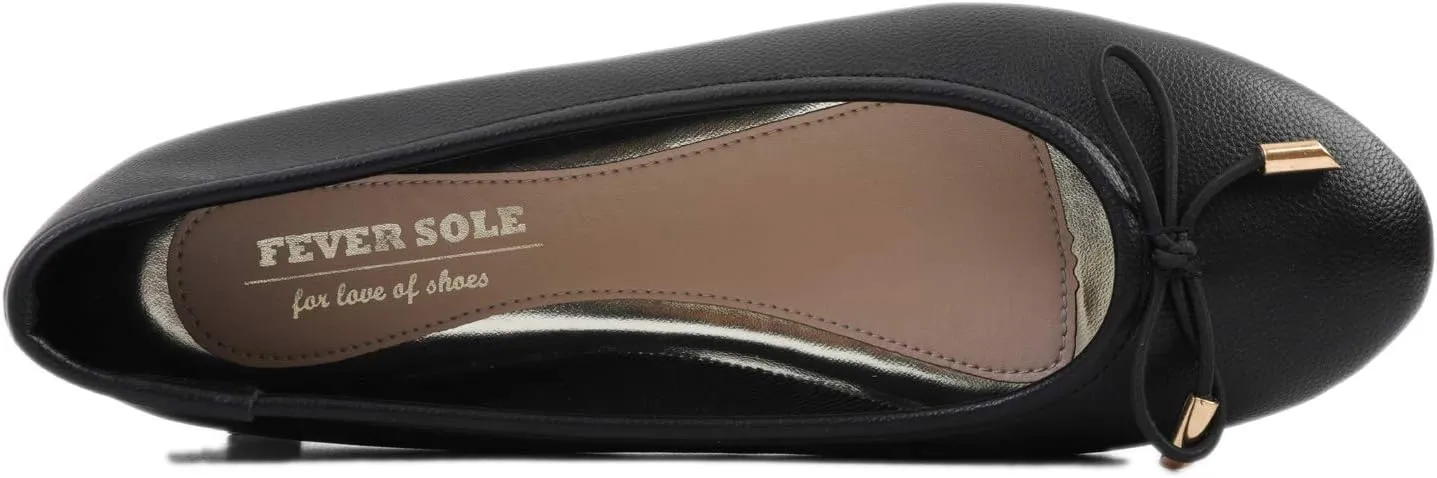 FEVERSOLE Women's Soft Cushion Comfort Round Toe Metal Trim Fashion Ballet Flats Walking Shoes