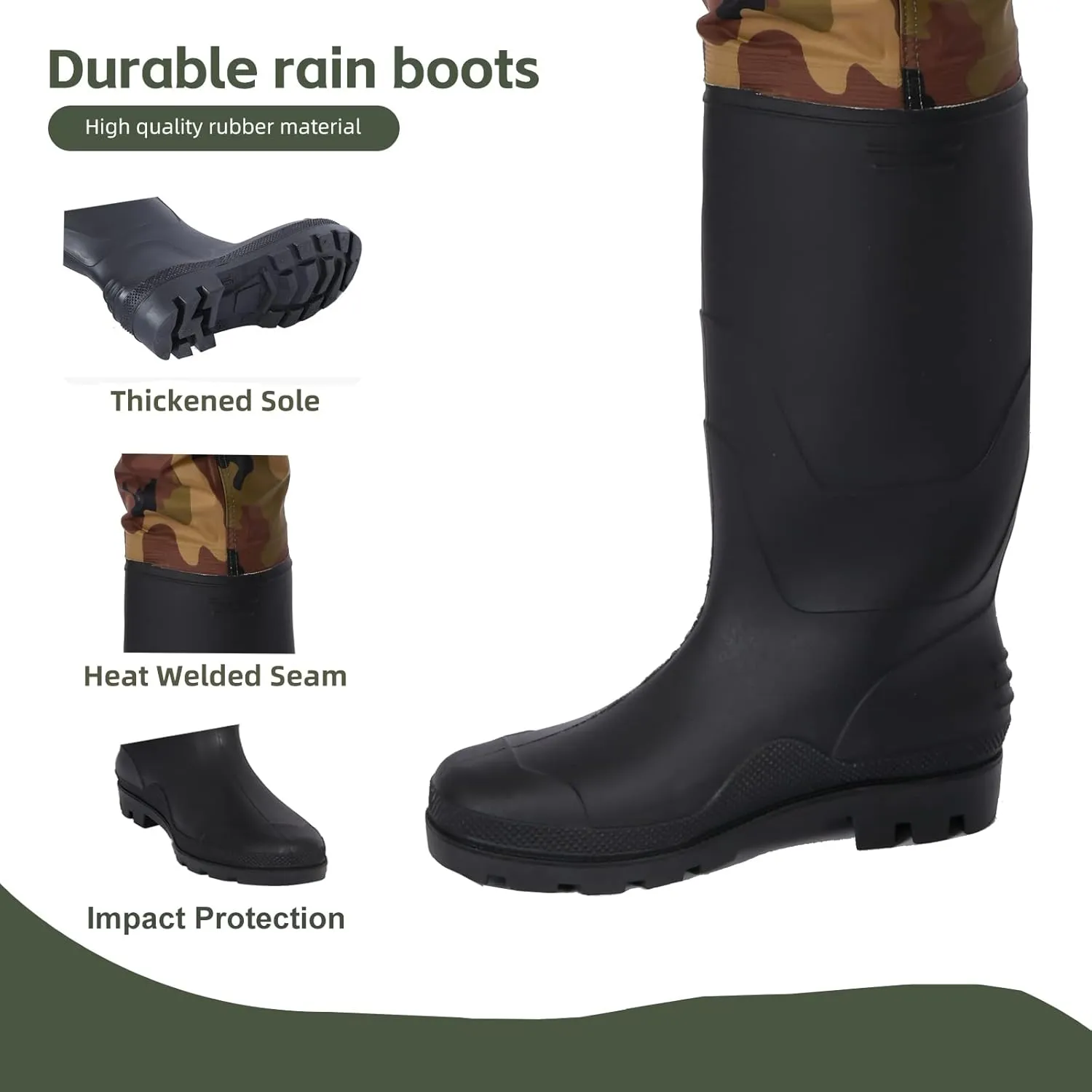 Fishing Hip Waders for Men Women with Boots Waterproof Lightweight 2-Ply PVC/Nylon Bootfoot for Fishing Hunting