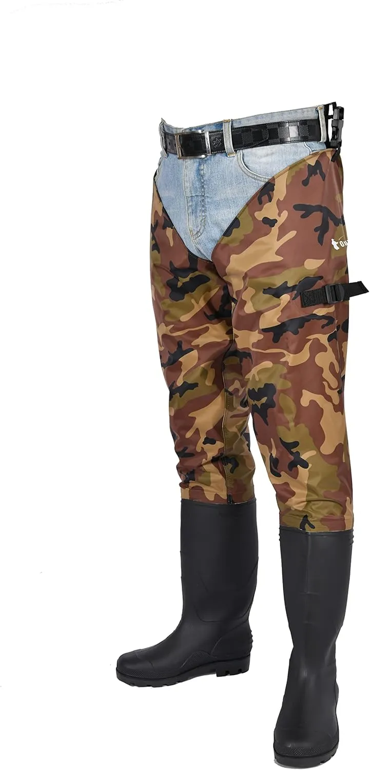 Fishing Hip Waders for Men Women with Boots Waterproof Lightweight 2-Ply PVC/Nylon Bootfoot for Fishing Hunting