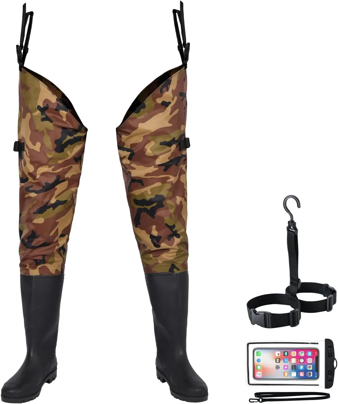 Fishing Hip Waders for Men Women with Boots Waterproof Lightweight 2-Ply PVC/Nylon Bootfoot for Fishing Hunting