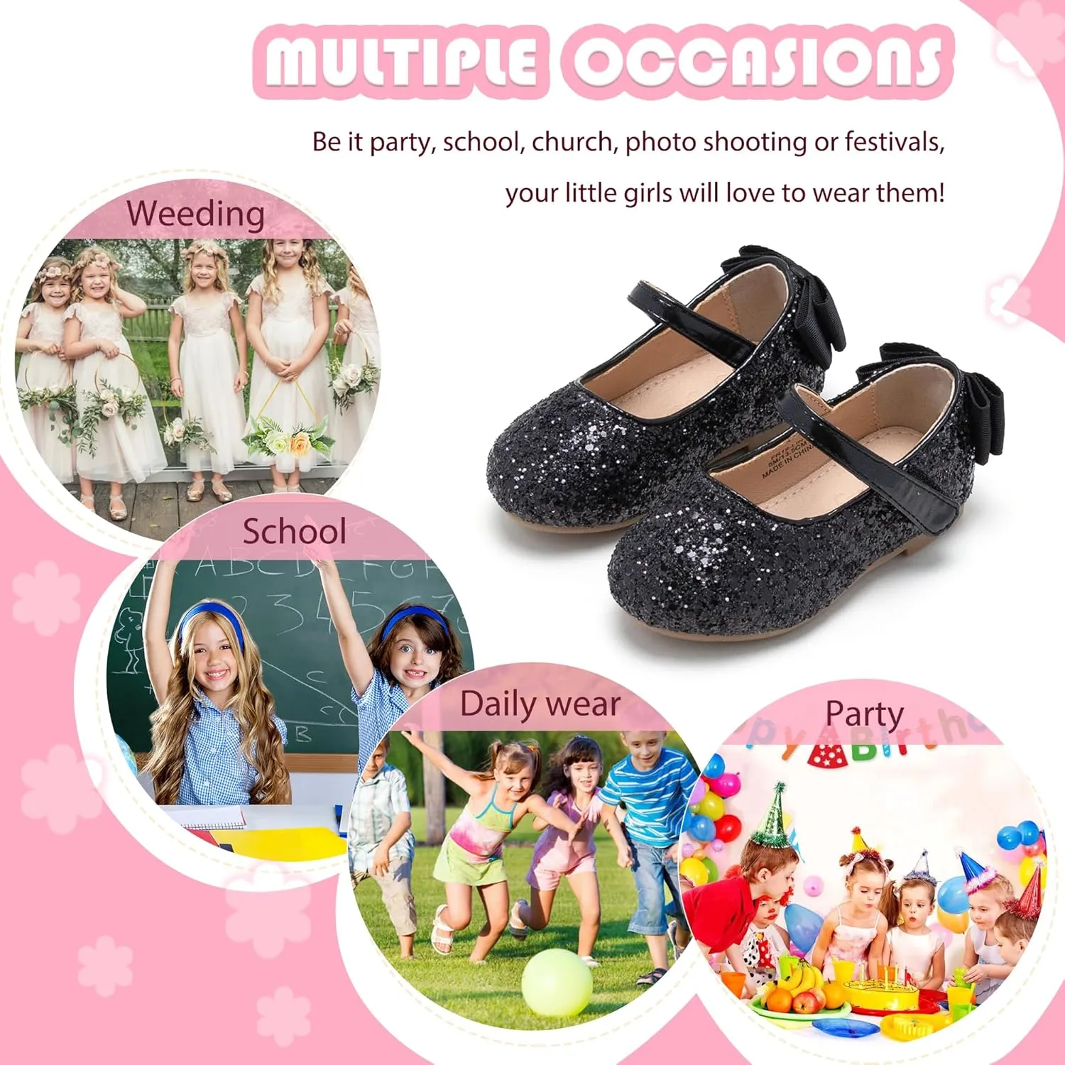 Flaryzone Toddler/Little Girls' Ballerina Flat Mary Jane Princess Dress Shoes - Wedding School Party