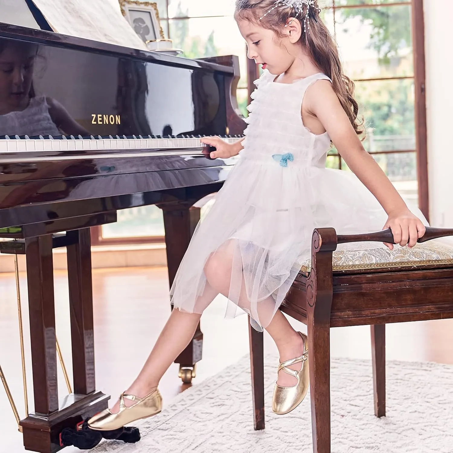 Flaryzone Toddler/Little Girls' Ballerina Flat Mary Jane Princess Dress Shoes - Wedding School Party