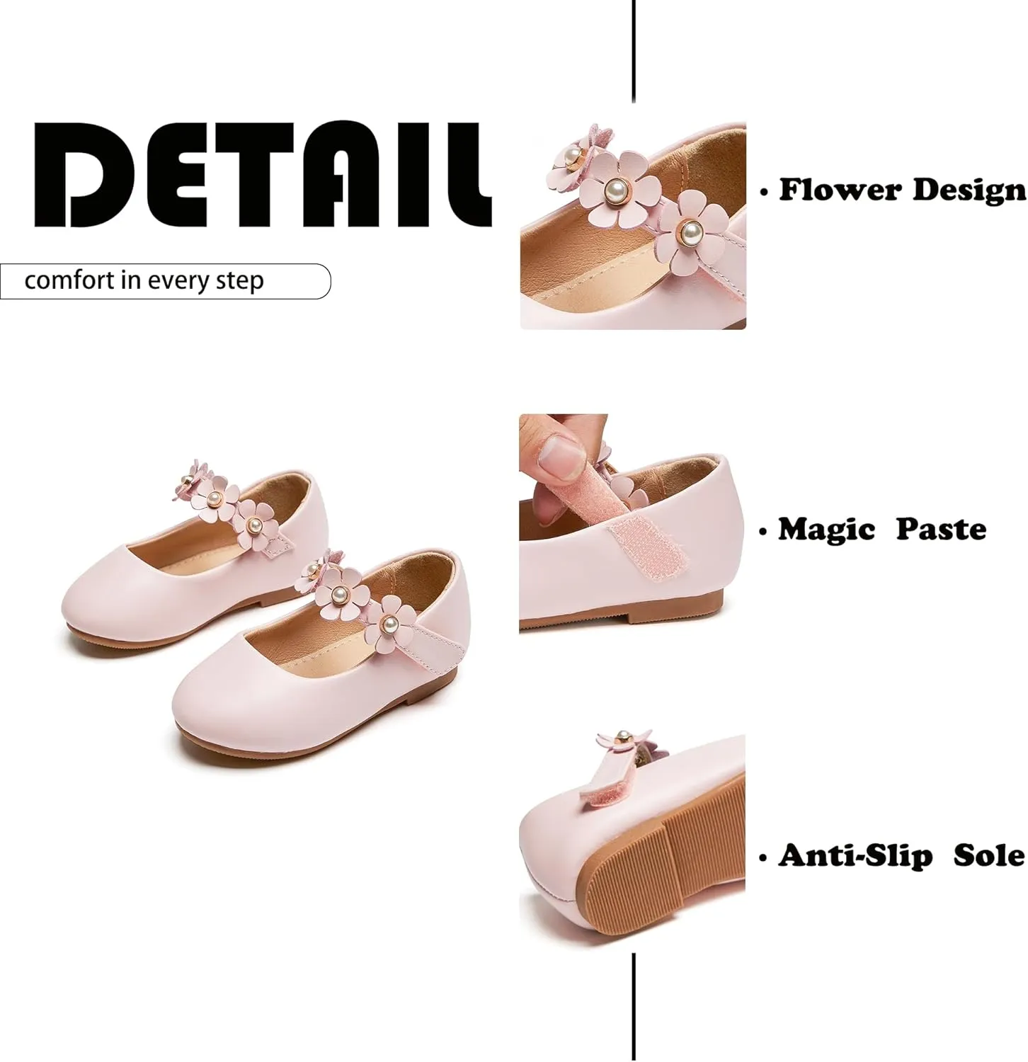 Flaryzone Toddler/Little Girls' Ballerina Flat Mary Jane Princess Dress Shoes - Wedding School Party