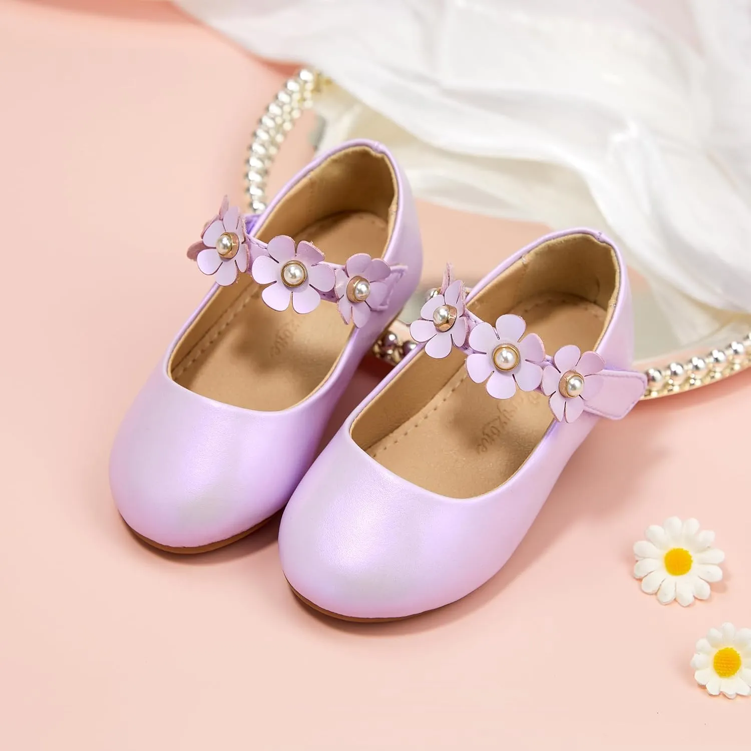 Flaryzone Toddler/Little Girls' Ballerina Flat Mary Jane Princess Dress Shoes - Wedding School Party