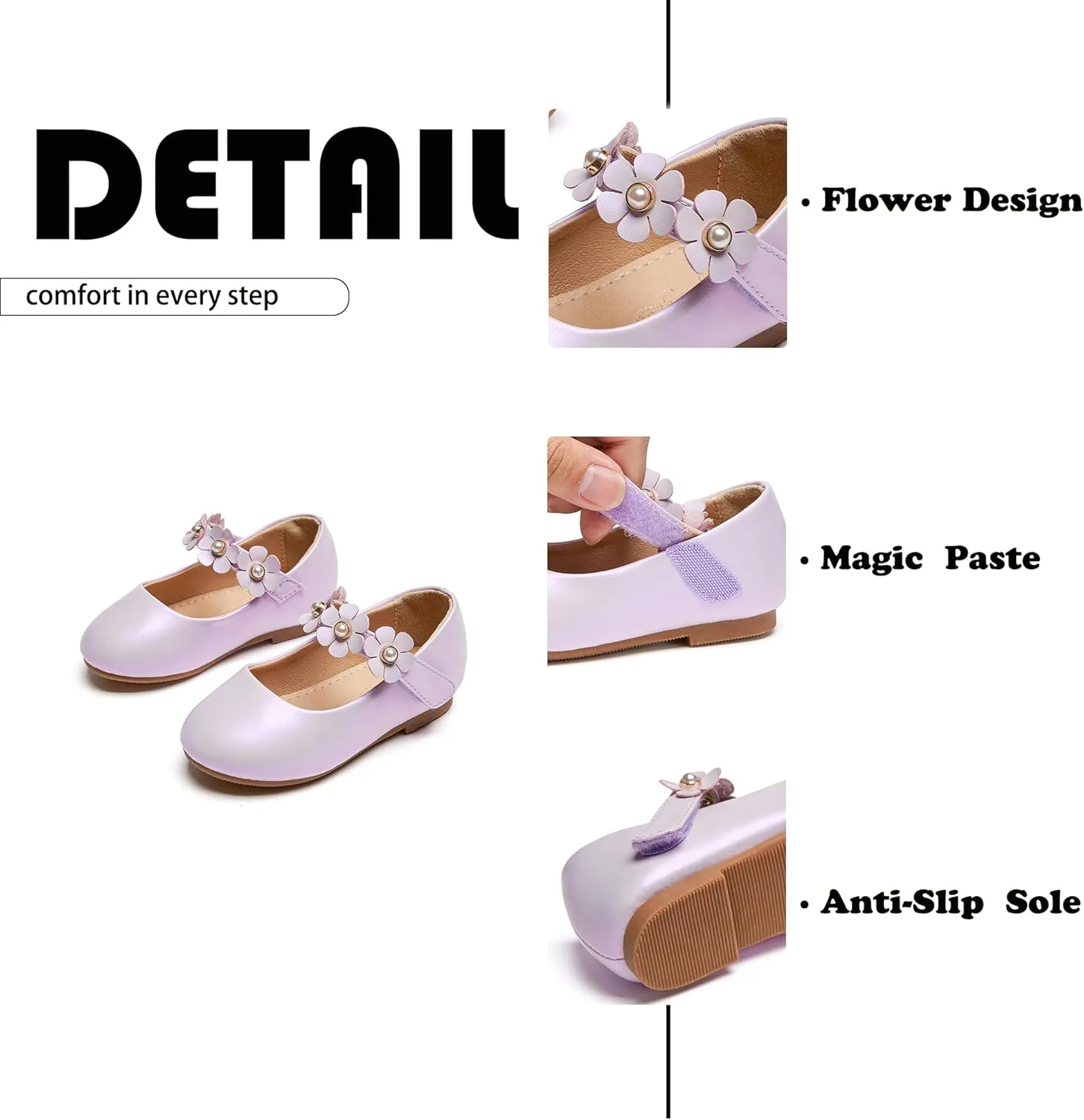 Flaryzone Toddler/Little Girls' Ballerina Flat Mary Jane Princess Dress Shoes - Wedding School Party
