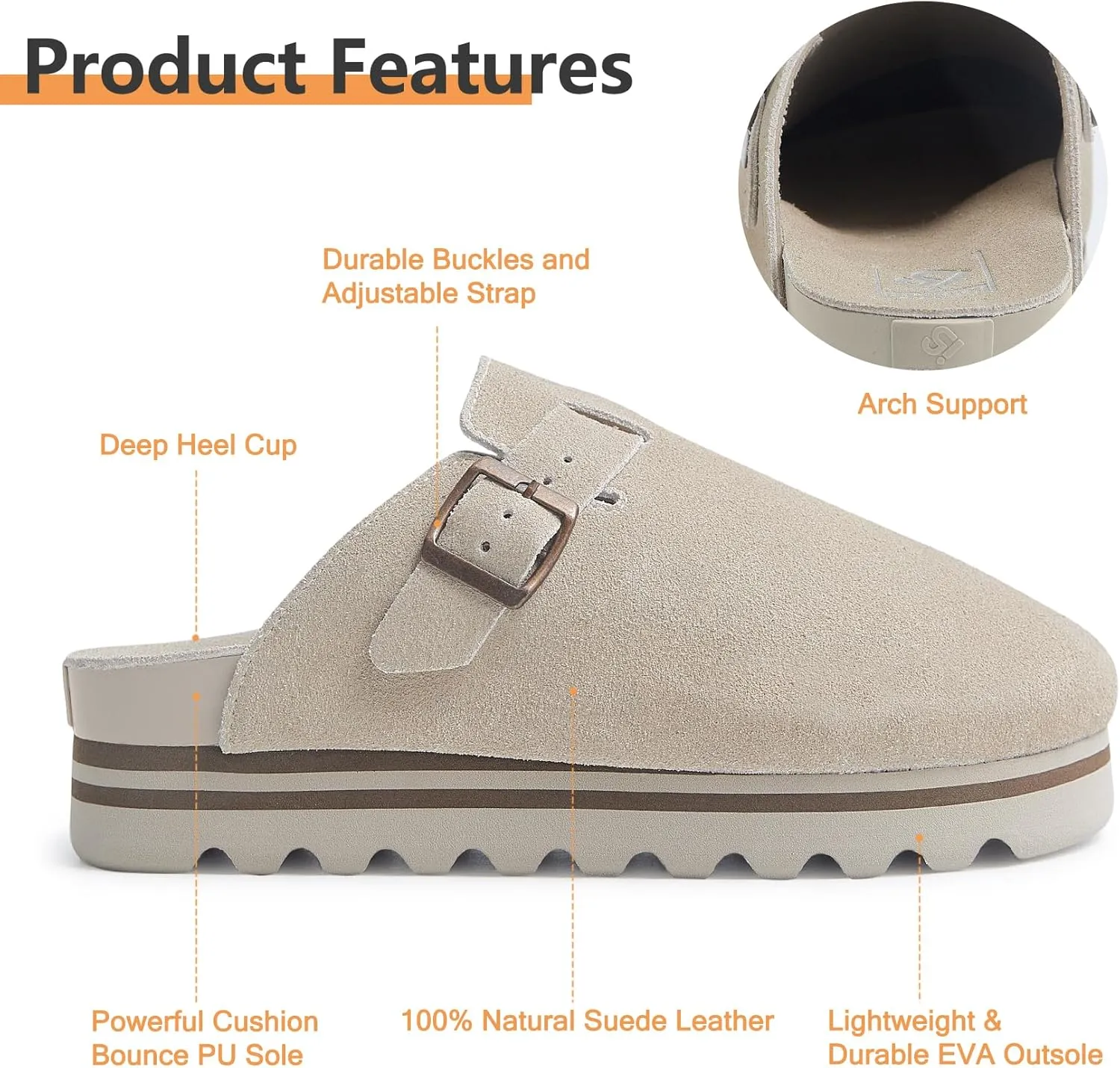 Flatform Platform Sandals Women Arch Support Beach Slides Orthotic Summer Causal Cork Footbed Adjustable Lightweight Thick Sole Comfortable Fashion Slip on Cushion Cute 2 Strap