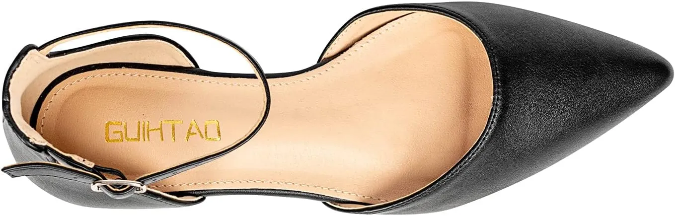 Flats for Women Pointed Toe Comfortable Ankle Strap Gold Nude Flats Silver Black Flats for Women Casual Dress Wedding Flats Shoes