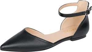 Flats for Women Pointed Toe Comfortable Ankle Strap Gold Nude Flats Silver Black Flats for Women Casual Dress Wedding Flats Shoes