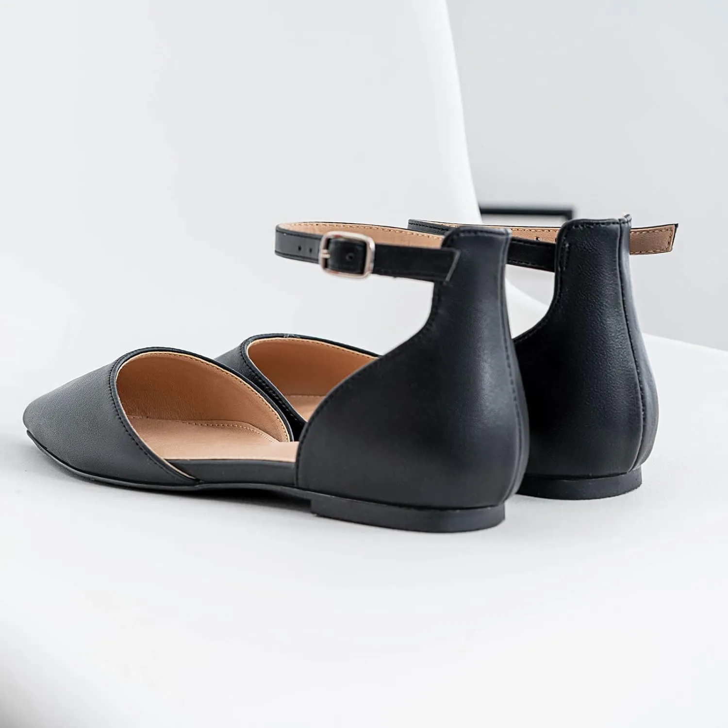 Flats for Women Pointed Toe Comfortable Ankle Strap Gold Nude Flats Silver Black Flats for Women Casual Dress Wedding Flats Shoes