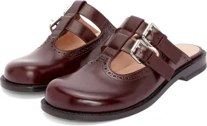 Flats Mules for Women Round Toe Low Heel Sandals Baotou Double Belt Buckle Mary Jane Flat Slip-on Backless Comfortable Casual Walking Dress Party Soft Shoes