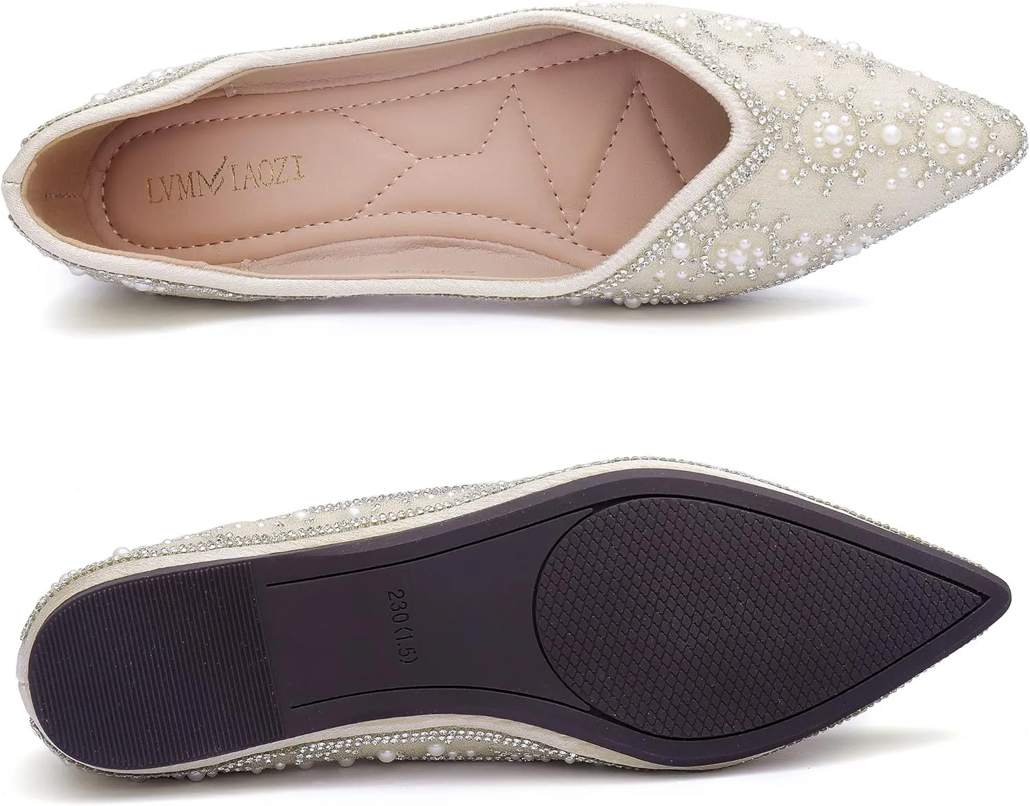 Flats Shoes Women Rhinestone Sequin Wedding Pointed Toe Dress Flat Shoes Comfortable Flats for Women Dressy