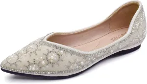 Flats Shoes Women Rhinestone Sequin Wedding Pointed Toe Dress Flat Shoes Comfortable Flats for Women Dressy