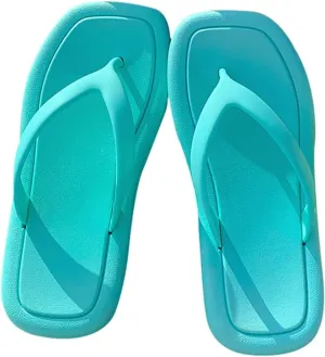 Flip Flops for Women Trendy Solid Color Beach Sandals Comfortable Anti Slip Sandal Square Toe Flip Flops for Outdoor Indoor
