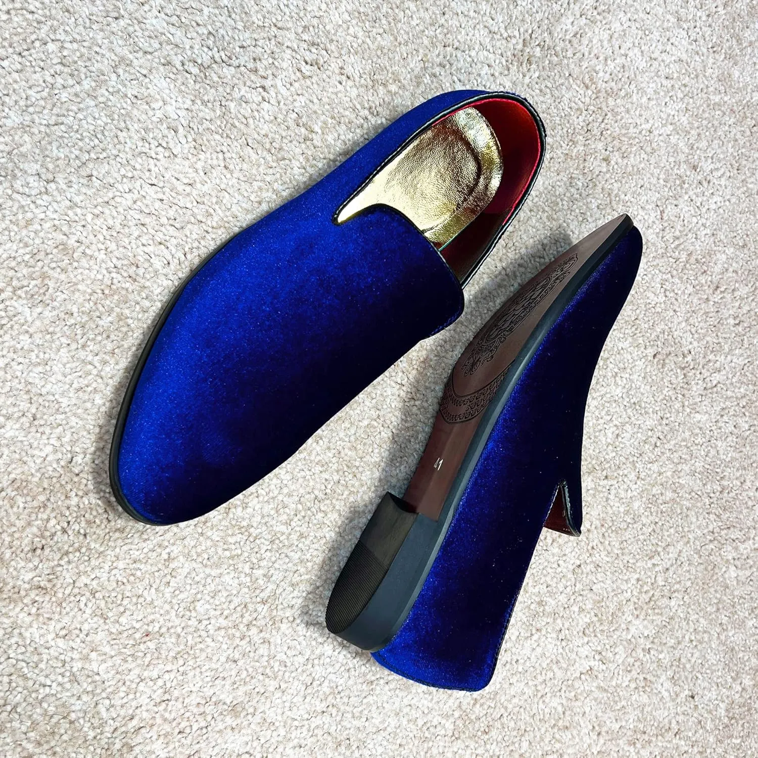 FLQL Men's Luxury Penny Loafer Slip-On Velvet Shoes Party Dancing Shoes Suede Wedding Shoes Plus Size 7-13