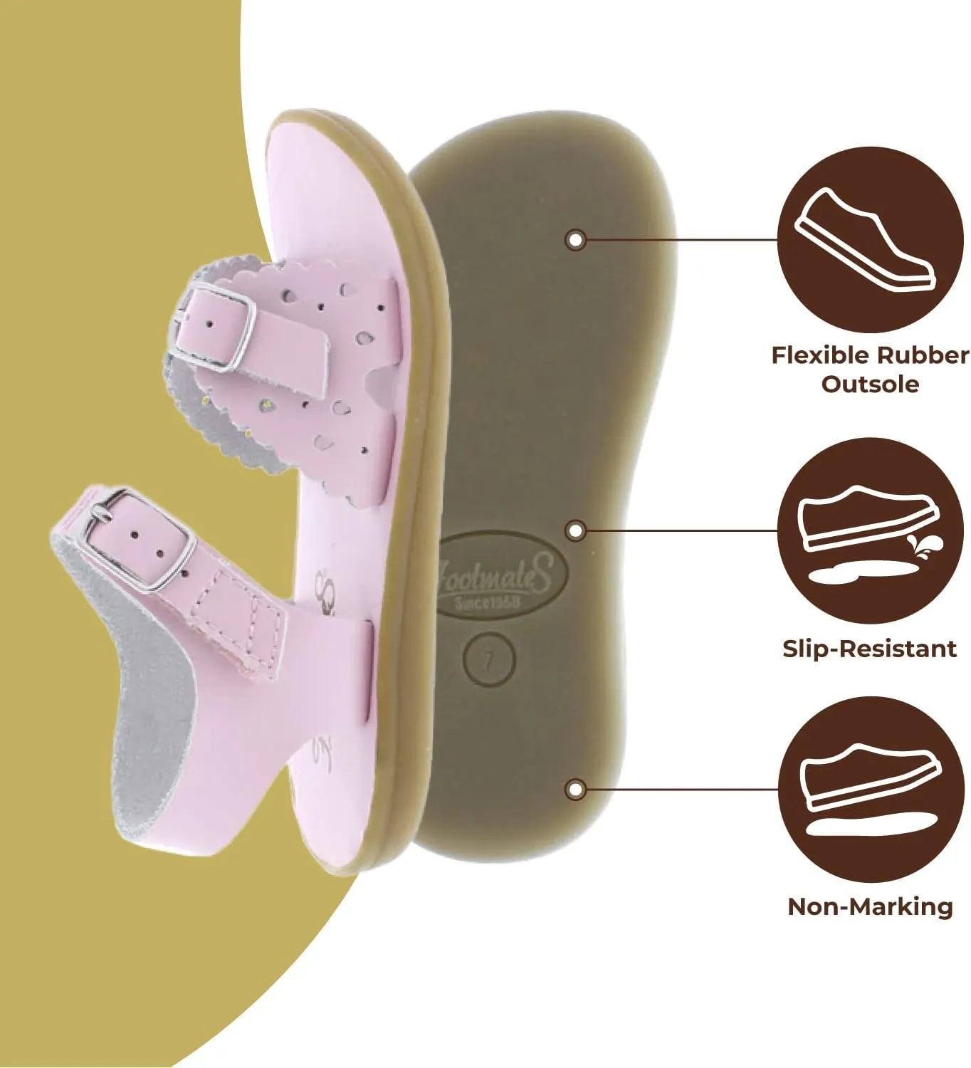 FOOTMATES Ariel and Eco-Ariel Waterproof Sandals for Girls and Boys with Slip-Resistant, Non-Marking Outsoles and Strap Closure for Infants, Toddlers, and Kids Ages 0-12