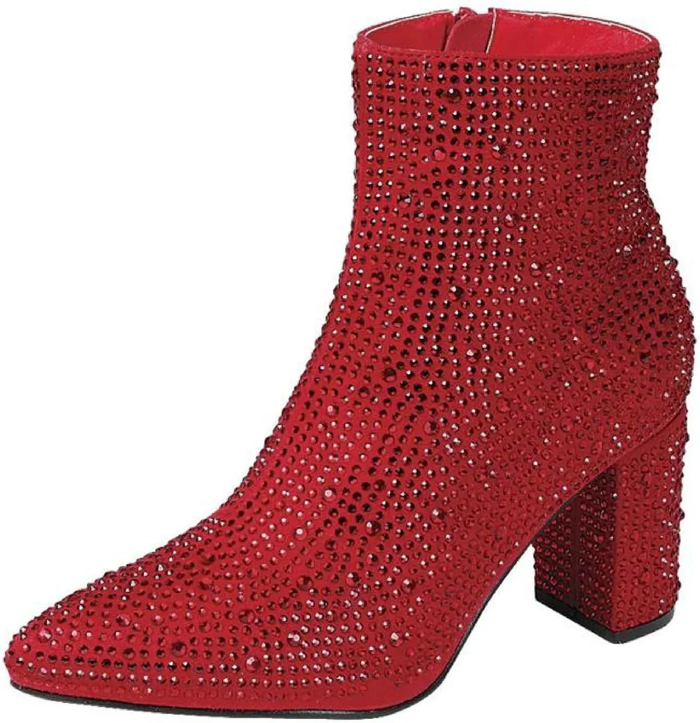 Forever Link Womens Pointed Toe Jeweled Rhinestone Crystal Ankle Booties Boots