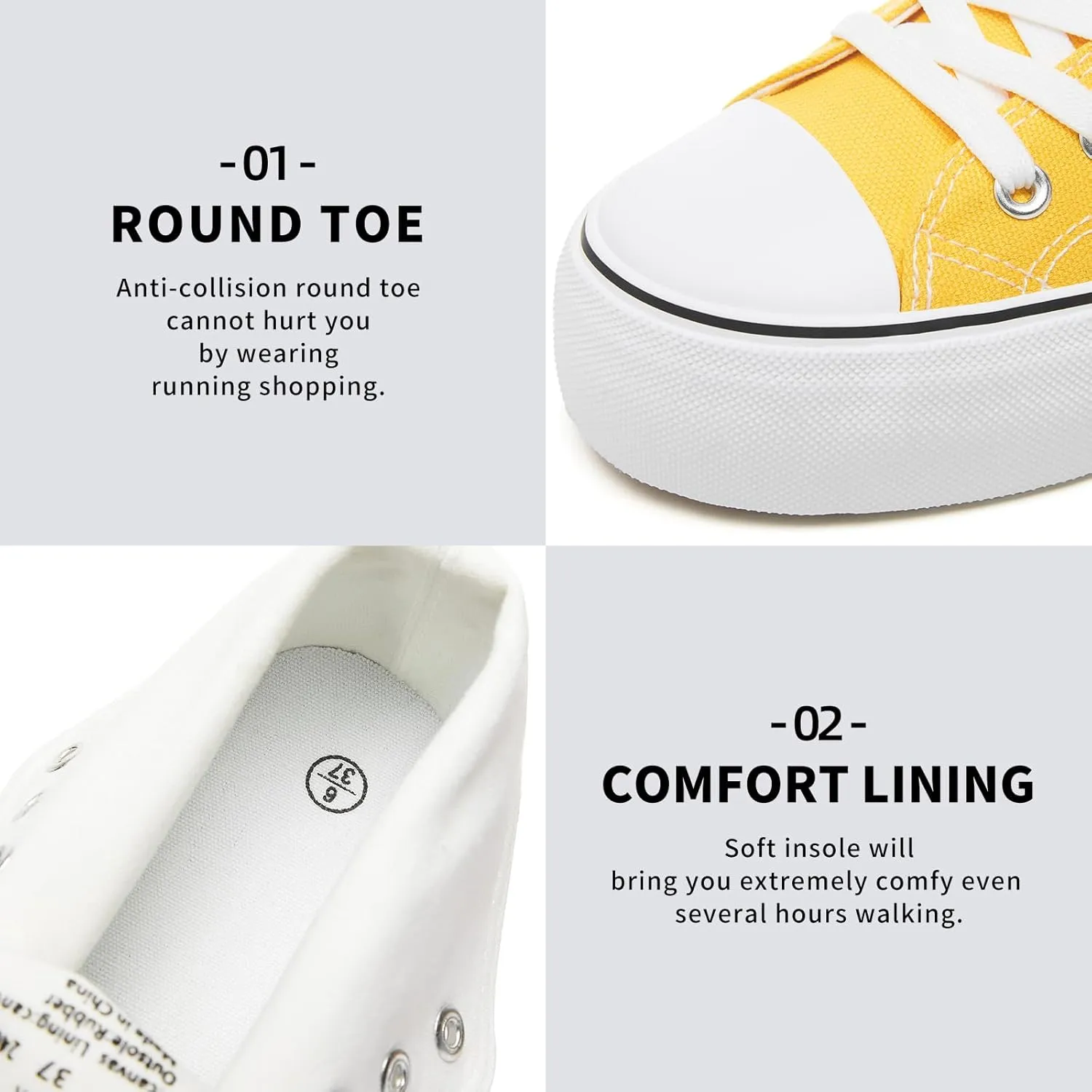 FRACORA Womens High Top Canvas Shoes White Black Platform Sneakers Lace Up Shoes for Women