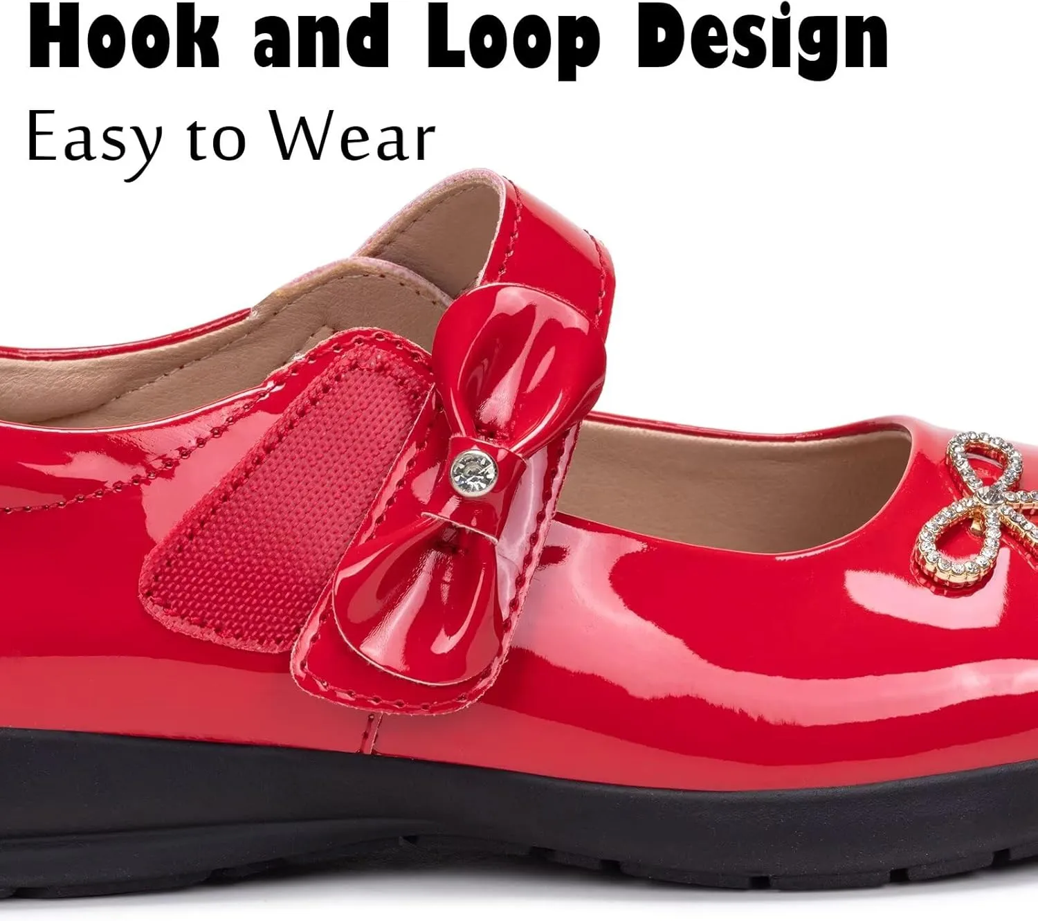 Frank Mully Girls Mary Jane Shoes Side Rhinestone Bow Flat for Wedding/Party/School Shoes for Toddler/Little Kid/Big Kid