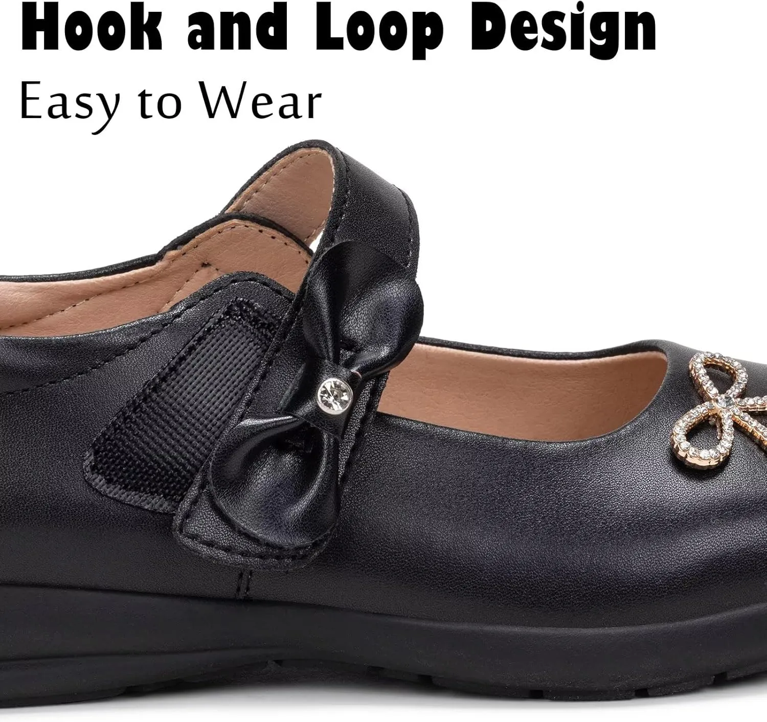 Frank Mully Girls Mary Jane Shoes Side Rhinestone Bow Flat for Wedding/Party/School Shoes for Toddler/Little Kid/Big Kid