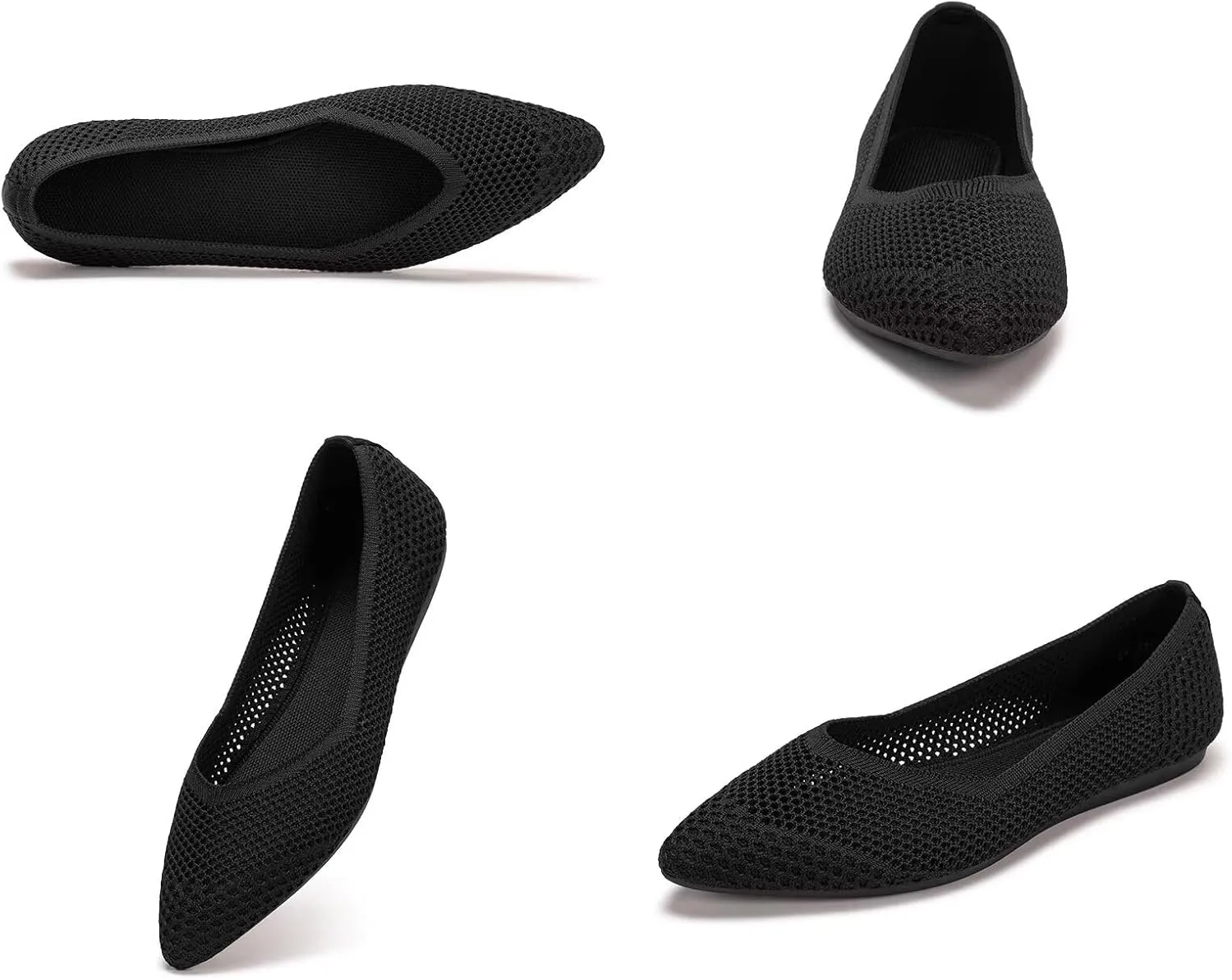 Frank Mully Womens Flat Shoes Classic Pointed Toe Flats Knitted Dress Shoes Soft Flats for Woman Comfortable Dressy