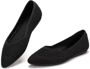 Frank Mully Womens Flat Shoes Classic Pointed Toe Flats Knitted Dress Shoes Soft Flats for Woman Comfortable Dressy