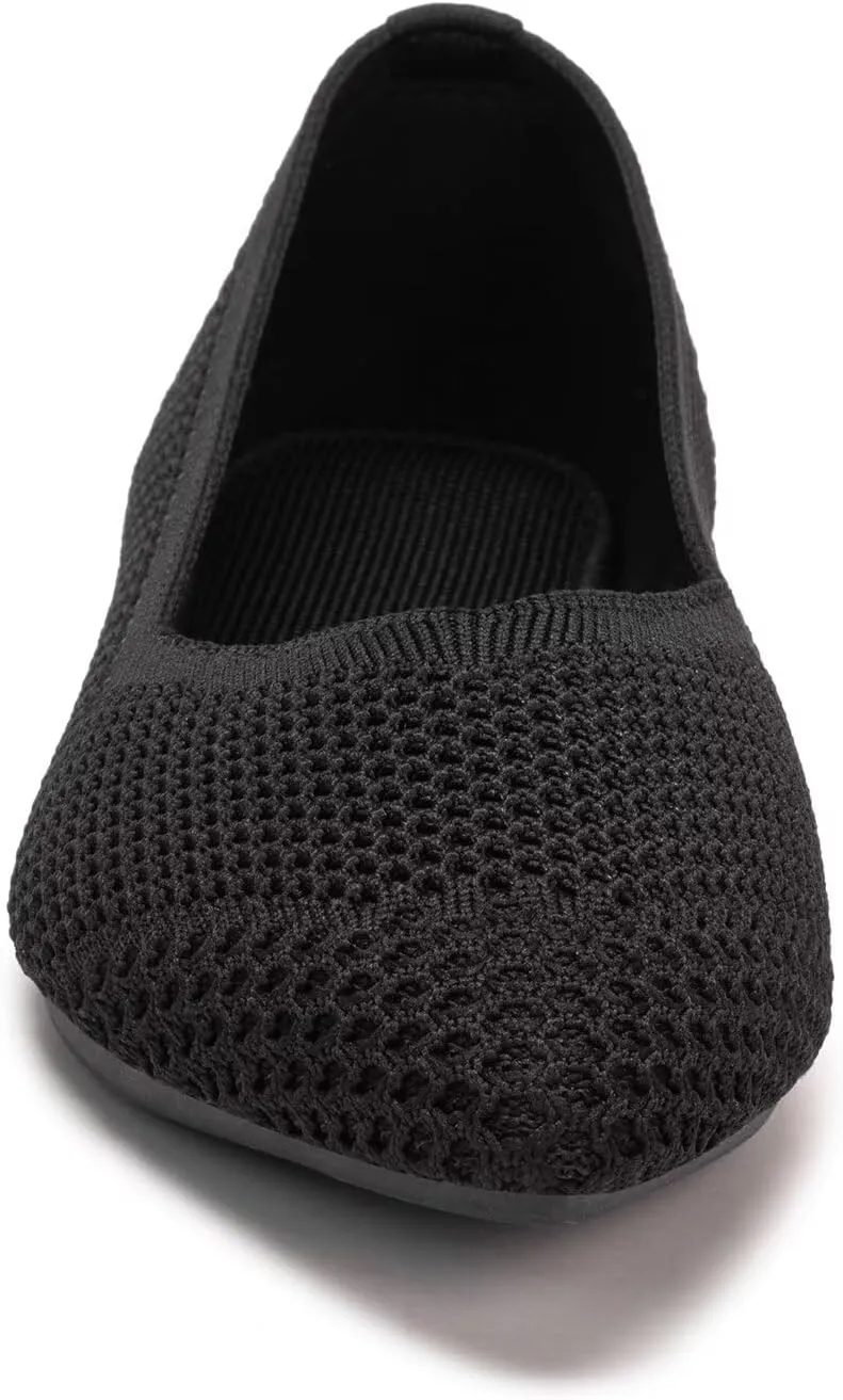 Frank Mully Womens Flat Shoes Classic Pointed Toe Flats Knitted Dress Shoes Soft Flats for Woman Comfortable Dressy