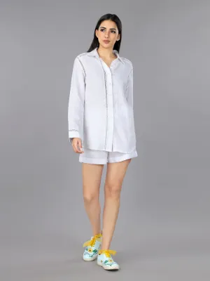 Frost White Linen Shirt & Shorts Set