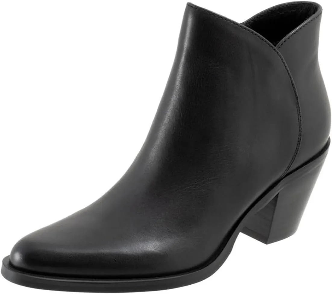 FSJ Women Low Chunky Stacked Heel Ankle Boots Closed Toe Split Shaft Booties with Side Zipper Stylish Casual Shoes Size 4-16 US