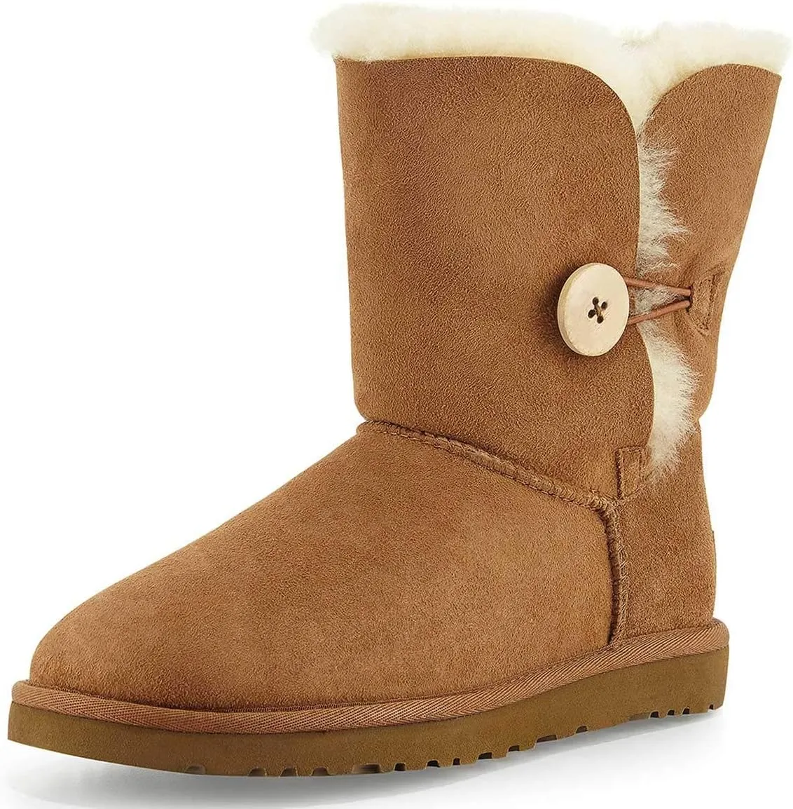 FSJ Women Winter Mid Calf Snow Boots Round Toe Flat Warm Fur Low Heel Comfy Shoes Size 4-15 US