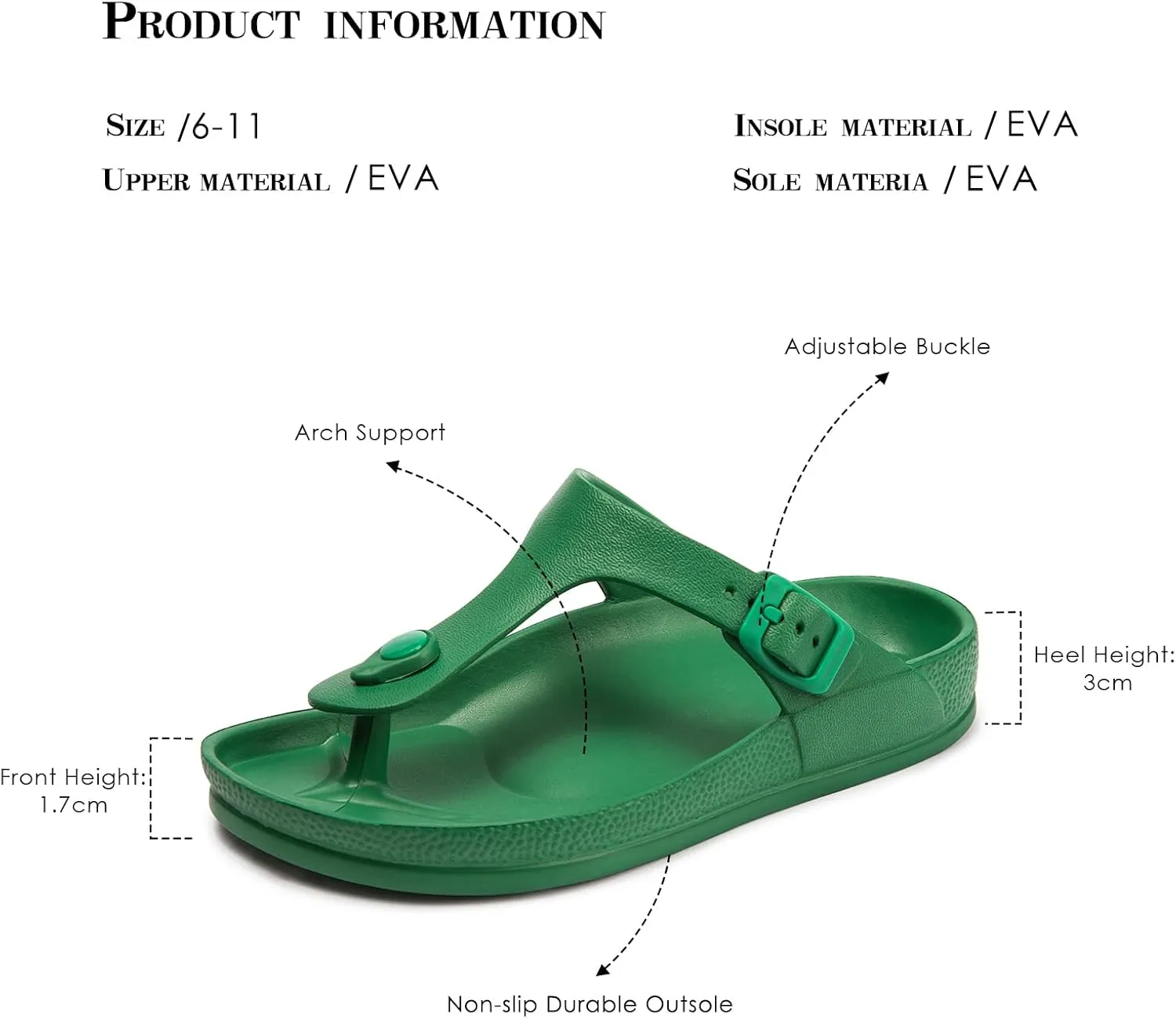 FUNKYMONKEY EVA Flip Flops Waterproof Adjustable Thong Sandals for Mens and Womens
