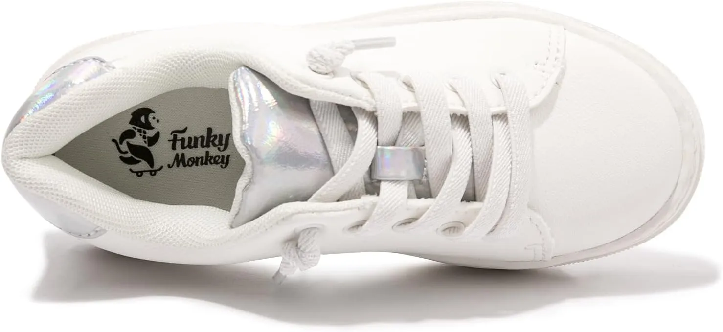 FUNKYMONKEY Kids Sneakers for Girls Boys Low Top Skate Shoe Little Kids/Big Kid Lace Up Casual Walking Shoes