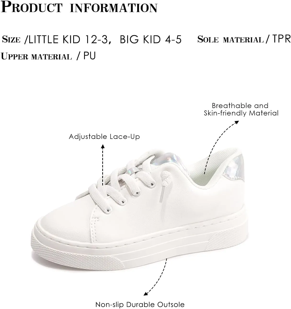 FUNKYMONKEY Kids Sneakers for Girls Boys Low Top Skate Shoe Little Kids/Big Kid Lace Up Casual Walking Shoes