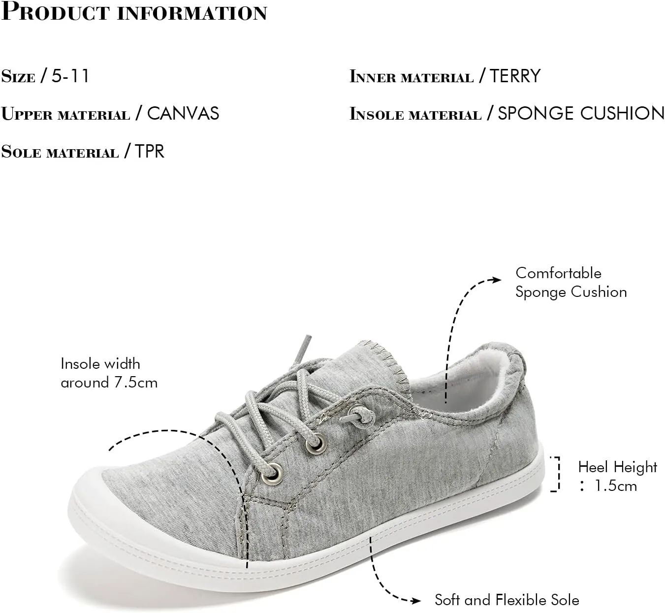 FUNKYMONKEY Shoes for Women, Comfort Low Top Canvas Slip On Sneakers Classic Casual Walking Shoes