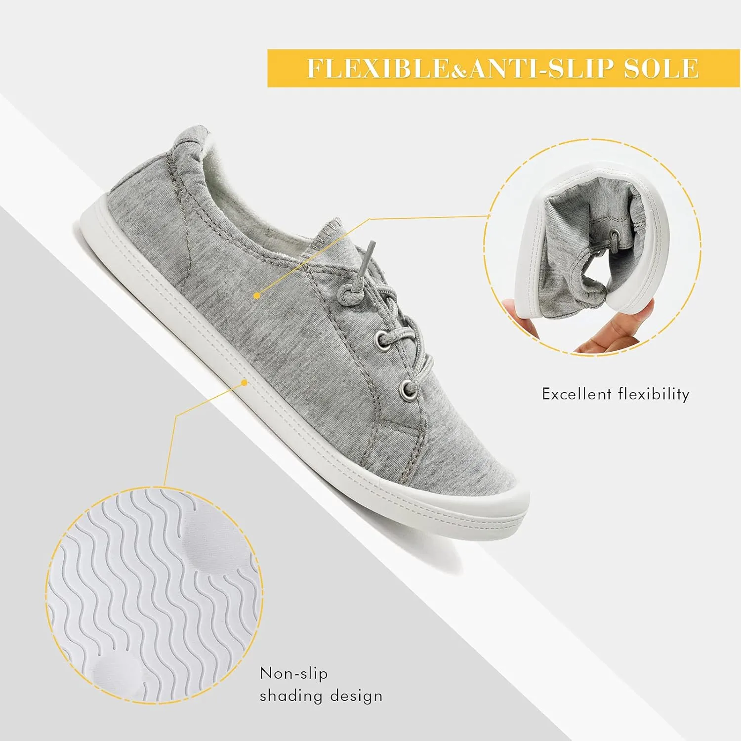 FUNKYMONKEY Shoes for Women, Comfort Low Top Canvas Slip On Sneakers Classic Casual Walking Shoes