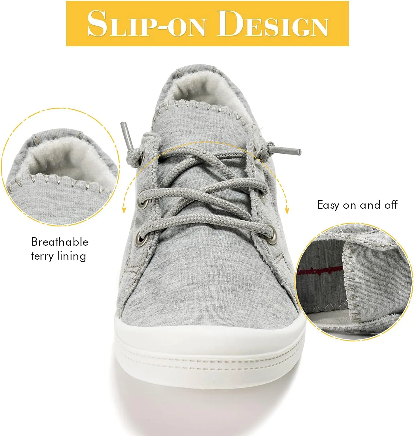 FUNKYMONKEY Shoes for Women, Comfort Low Top Canvas Slip On Sneakers Classic Casual Walking Shoes