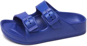 FUNKYMONKEY Unisex-Child Slides Double Buckle Adjustable EVA Flat Sandals for Boys Girls