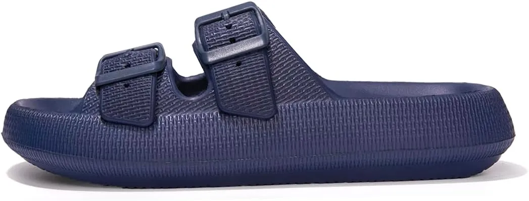 FUNKYMONKEY Unisex EVA Comfort Slides Thick-sole Adjustable Double Buckle Waterproof Pillow Sandals