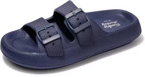 FUNKYMONKEY Unisex EVA Comfort Slides Thick-sole Adjustable Double Buckle Waterproof Pillow Sandals