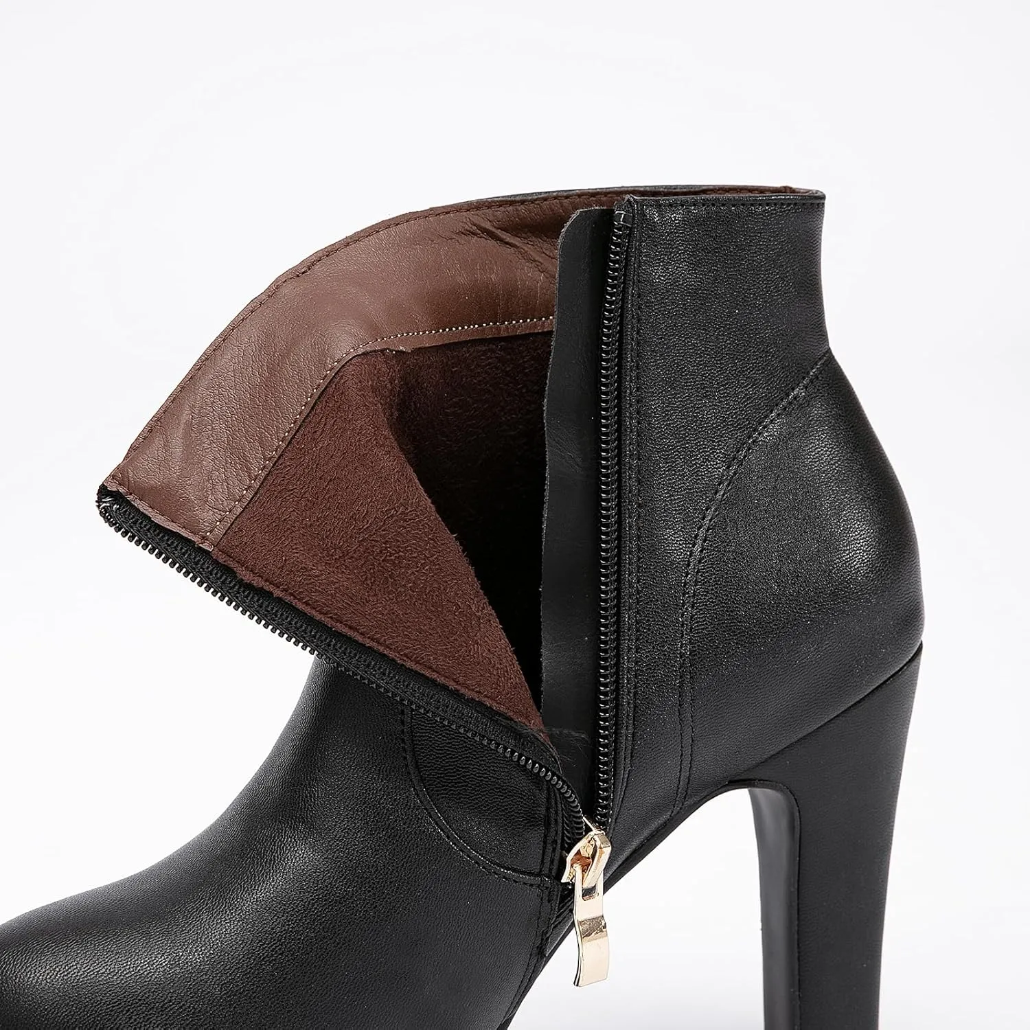 GATUXUS Women's Chunky High Heels Bow Decor Ankle Boots Round Toe Side Zipper Platform Short Booties Dress Shoes