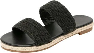 GATUXUS Women's Espadrille Slides Flat Sandals Open Toe Braided Straps Slip On Summer Beach Flats Shoes