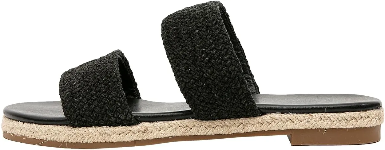 GATUXUS Women's Espadrille Slides Flat Sandals Open Toe Braided Straps Slip On Summer Beach Flats Shoes