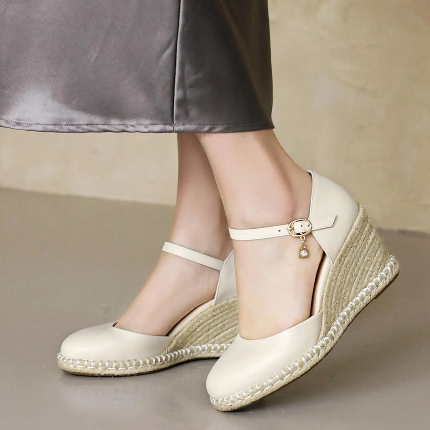Gicoiz Closed Toe Espadrilles Wedges Women Platform Bowtie Sandals