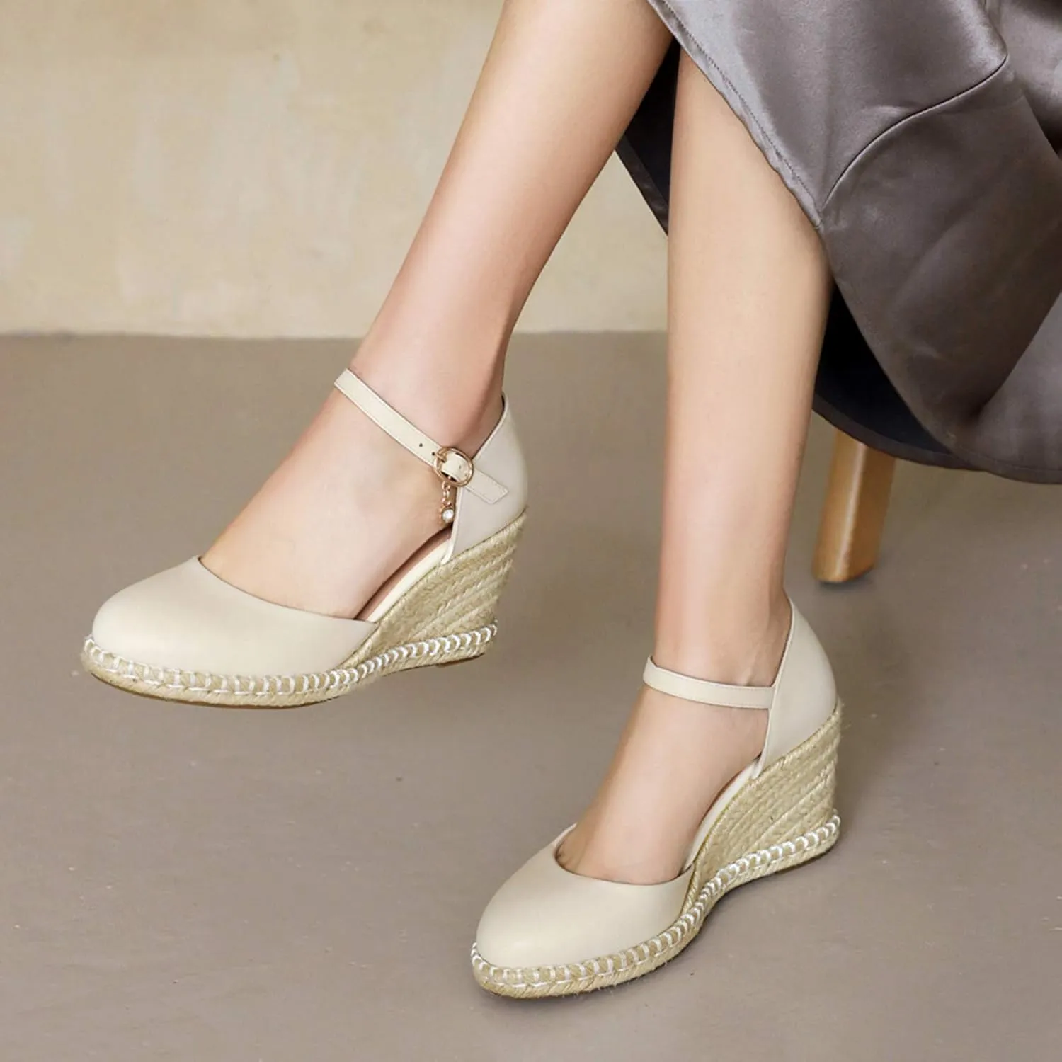 Gicoiz Closed Toe Espadrilles Wedges Women Platform Bowtie Sandals