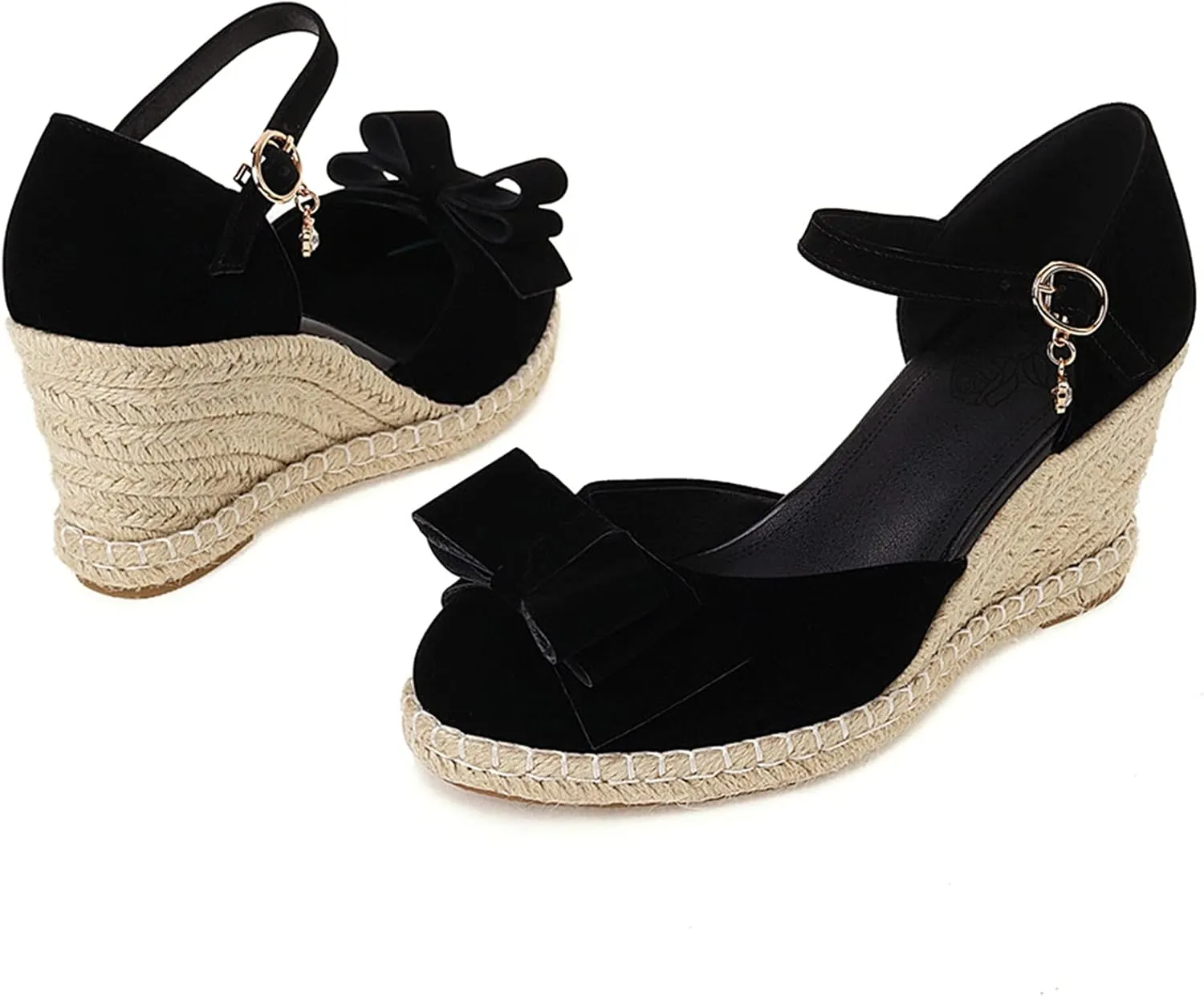 Gicoiz Closed Toe Espadrilles Wedges Women Platform Bowtie Sandals