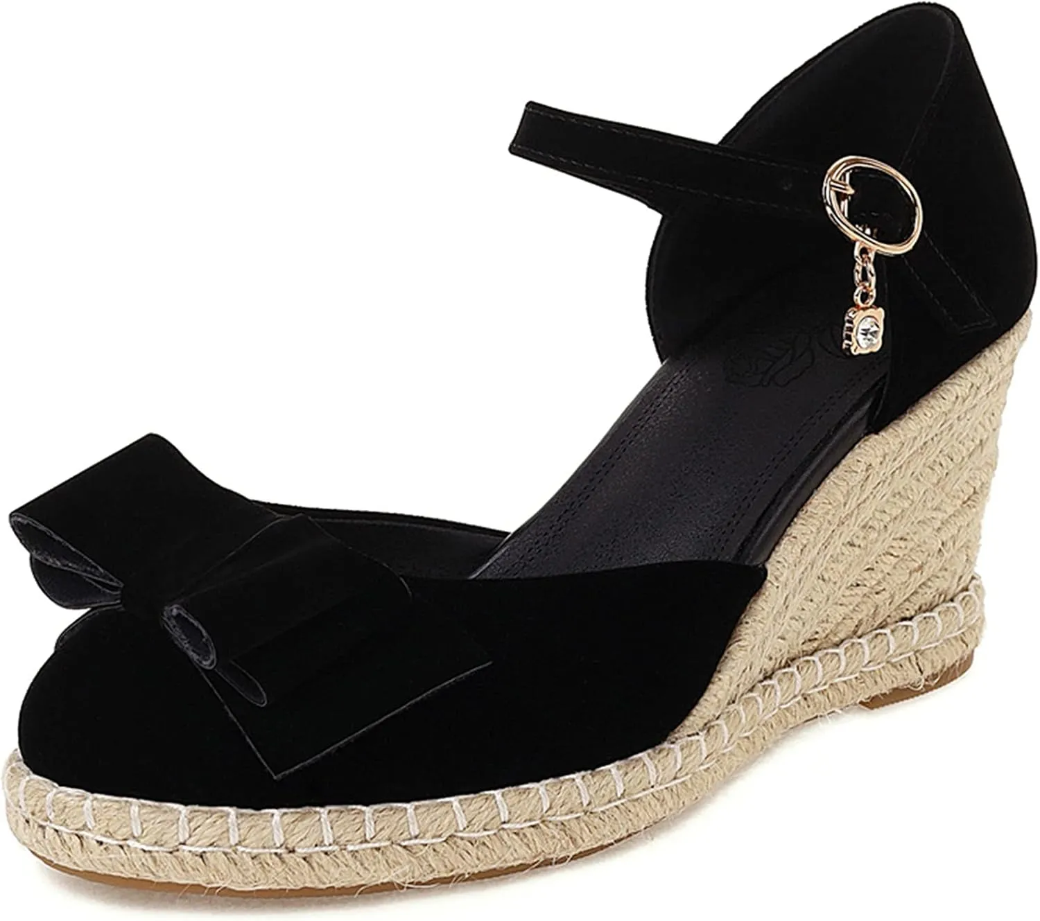 Gicoiz Closed Toe Espadrilles Wedges Women Platform Bowtie Sandals