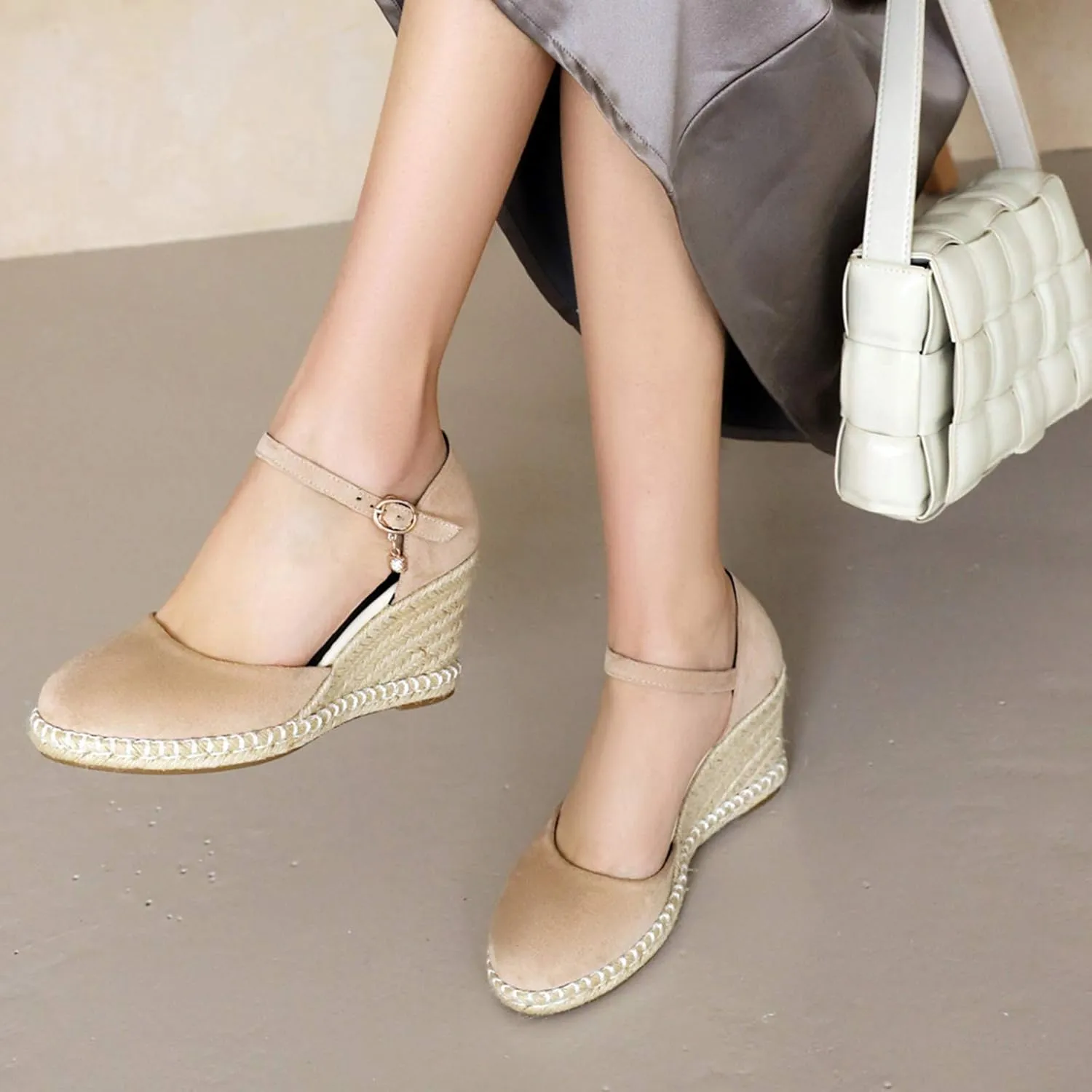 Gicoiz Closed Toe Espadrilles Wedges Women Platform Bowtie Sandals