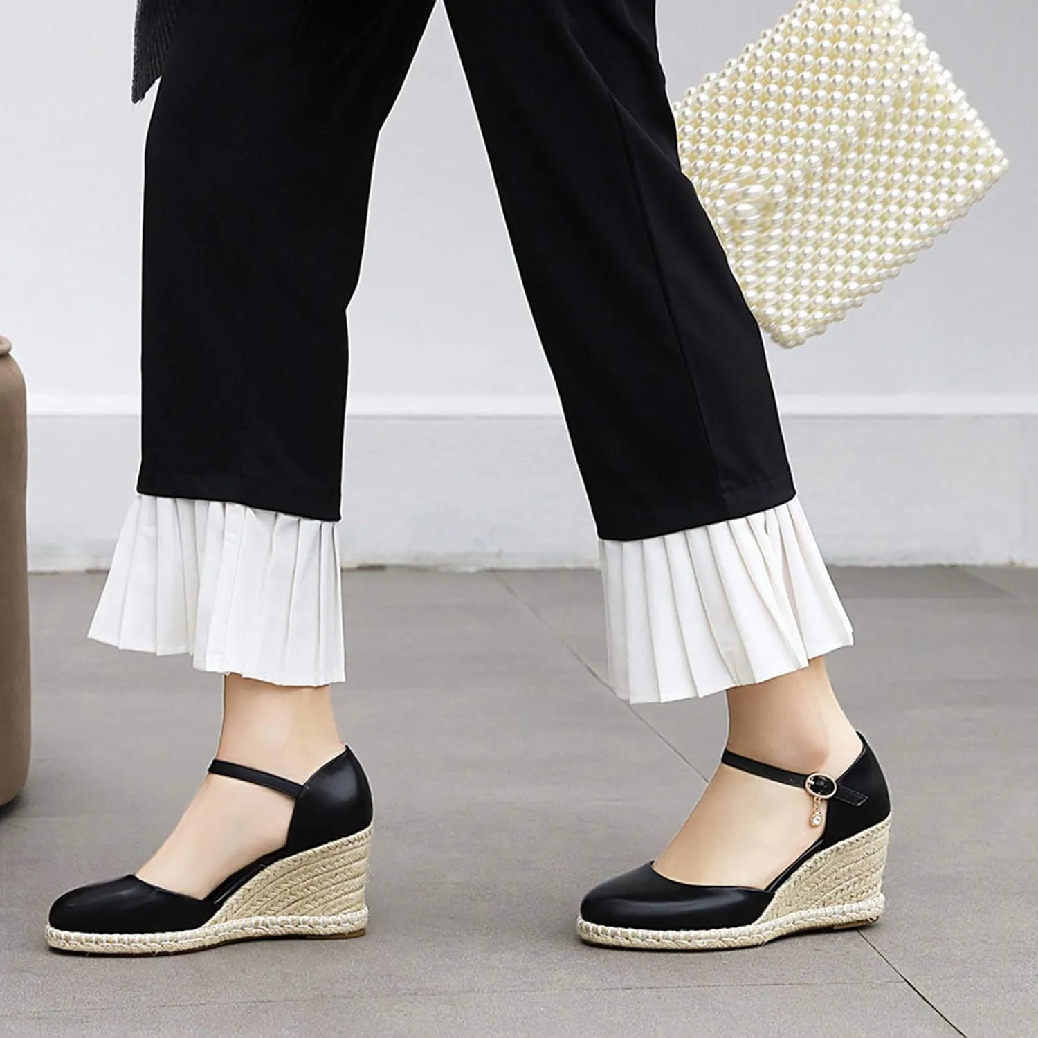 Gicoiz Closed Toe Espadrilles Wedges Women Platform Bowtie Sandals