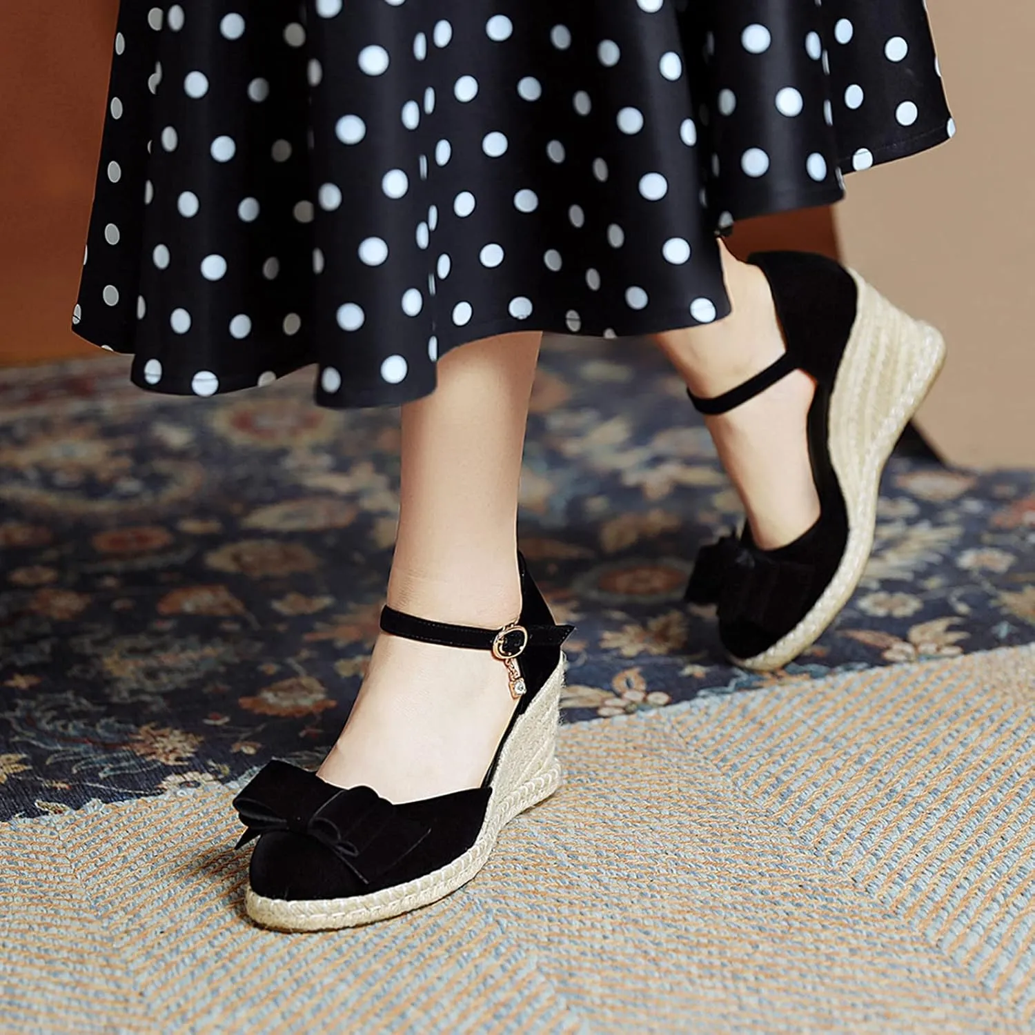 Gicoiz Closed Toe Espadrilles Wedges Women Platform Bowtie Sandals