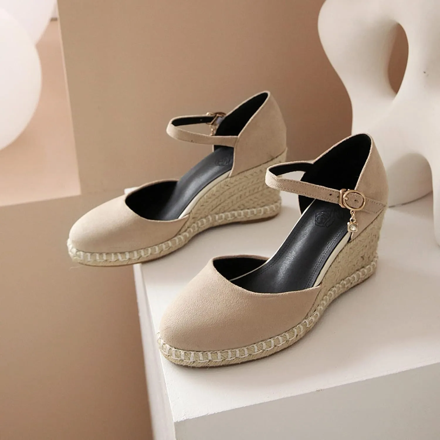 Gicoiz Closed Toe Espadrilles Wedges Women Platform Bowtie Sandals
