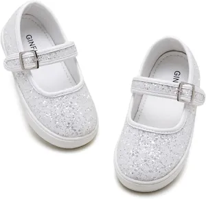 GINFIVE Toddler Girls Sneakers Little Girls Slip On Shoes Glitter Sneakers Toddler